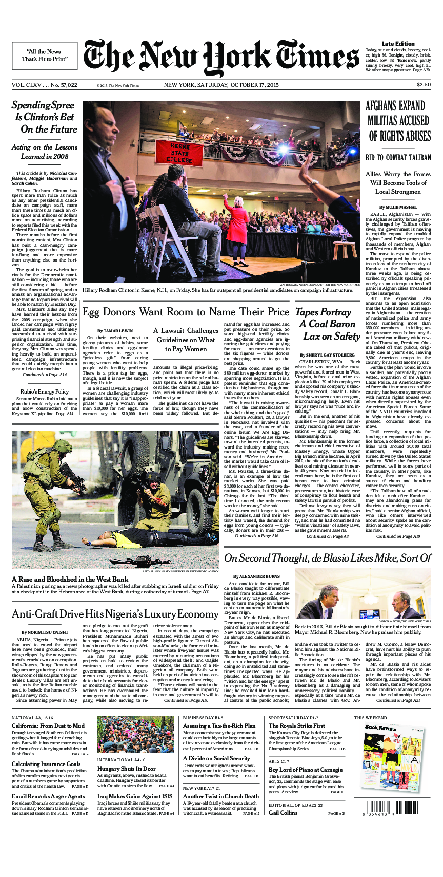 Prima-pagina-New-York-Times-del-2015-10-17