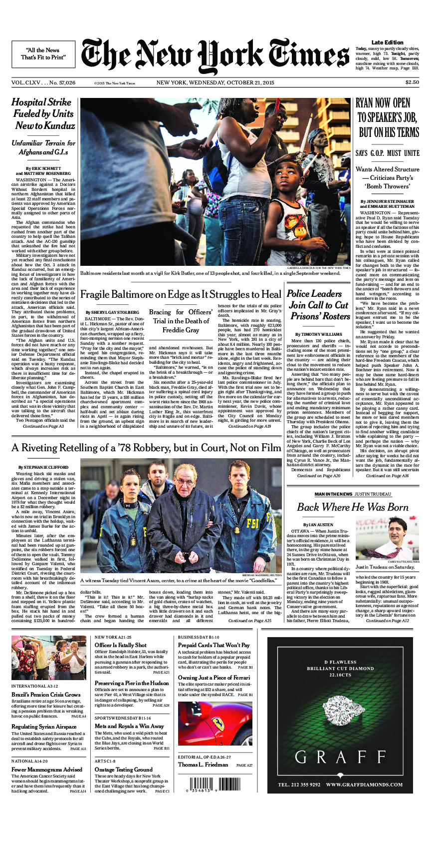 Prima-pagina-New-York-Times-del-2015-10-21