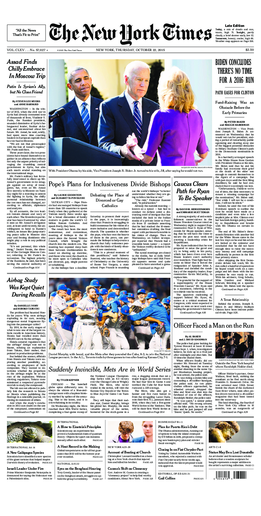 Prima-pagina-New-York-Times-del-2015-10-22