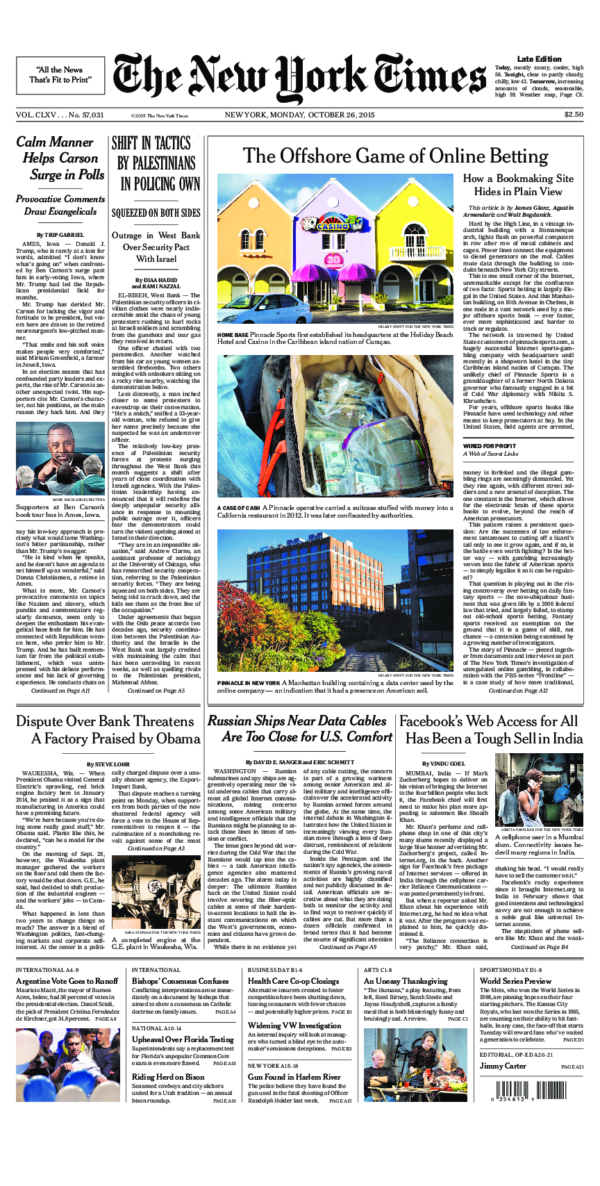 Prima-pagina-New-York-Times-del-2015-10-26