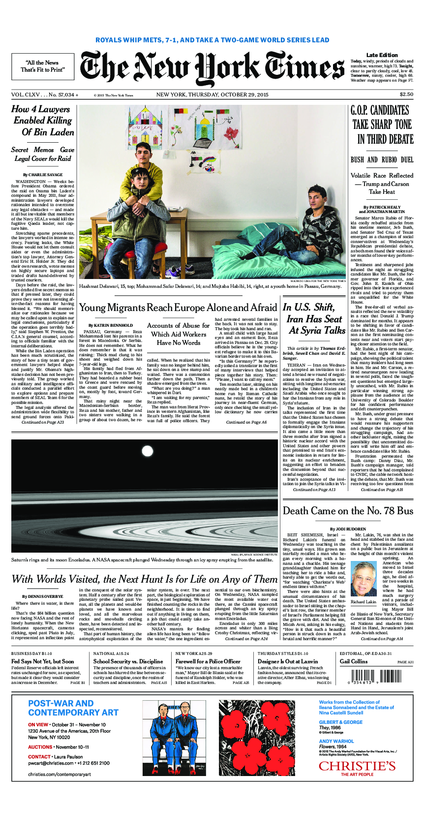 Prima-pagina-New-York-Times-del-2015-10-29