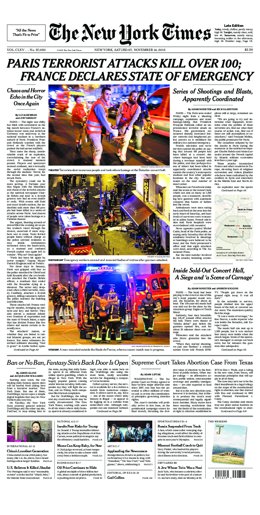 Prima-pagina-New-York-Times-del-2015-11-14