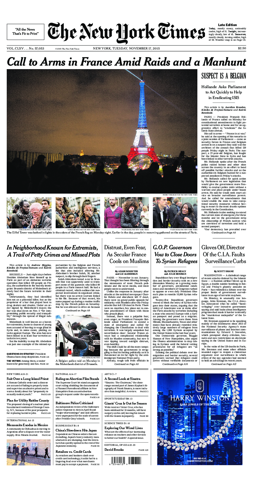 Prima-pagina-New-York-Times-del-2015-11-17