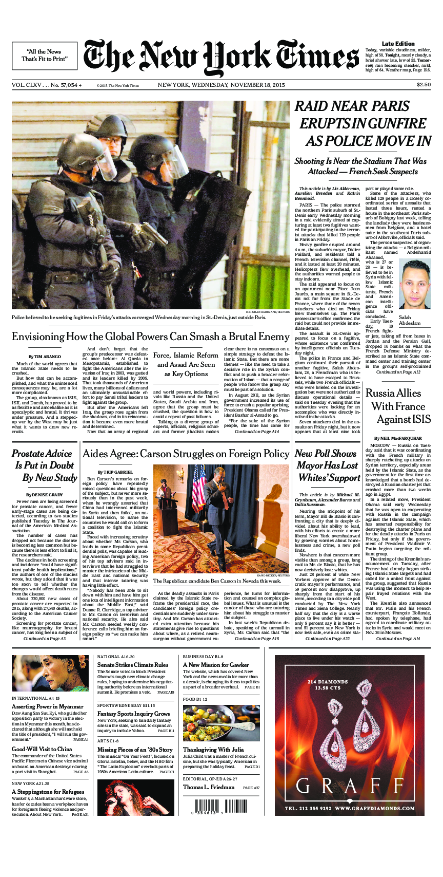 Prima-pagina-New-York-Times-del-2015-11-18