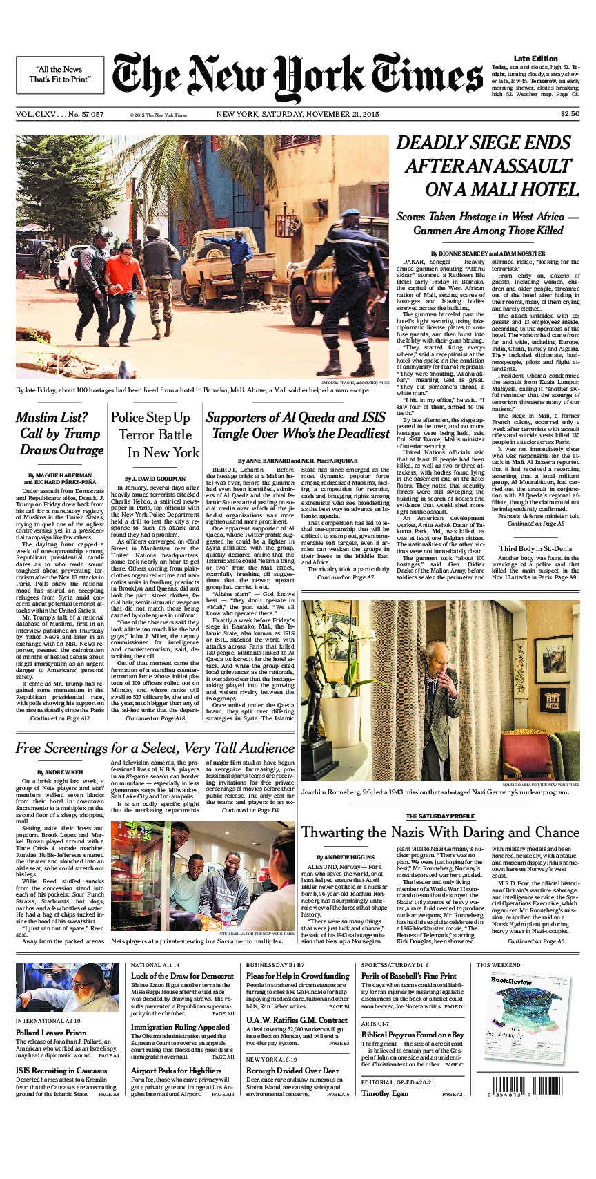 Prima-pagina-New-York-Times-del-2015-11-21