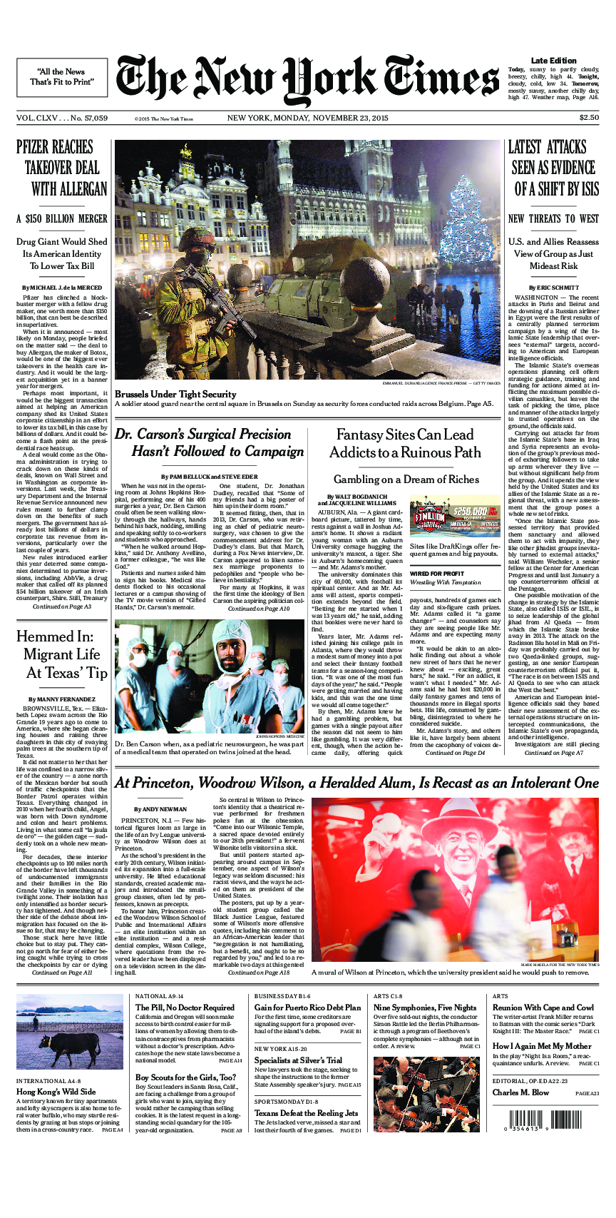 Prima-pagina-New-York-Times-del-2015-11-23