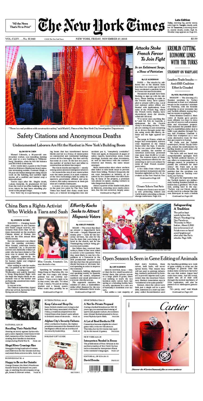 Prima-pagina-New-York-Times-del-2015-11-27