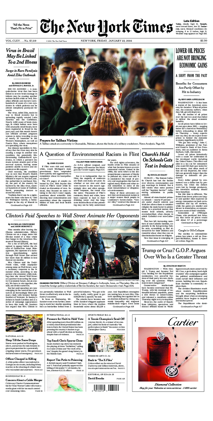 Prima-pagina-New-York-Times-del-2016-01-22