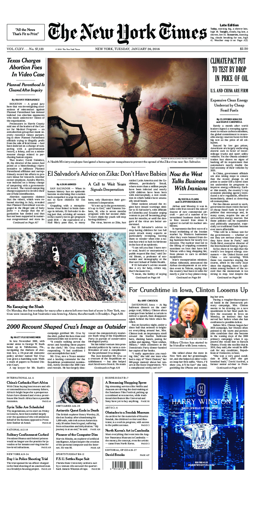 Prima-pagina-New-York-Times-del-2016-01-26