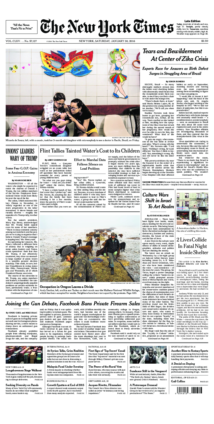 Prima-pagina-New-York-Times-del-2016-01-30