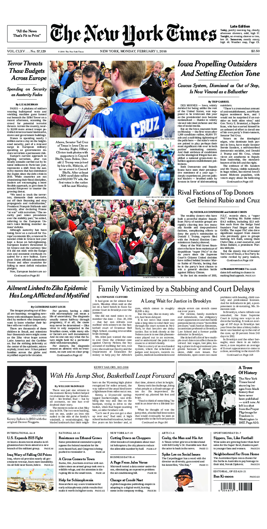 Prima-pagina-New-York-Times-del-2016-02-01