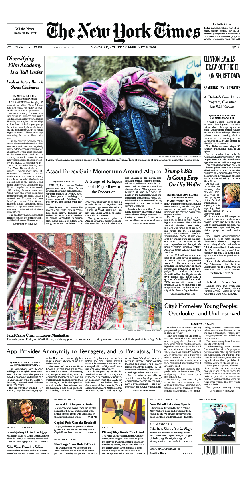 Prima-pagina-New-York-Times-del-2016-02-06