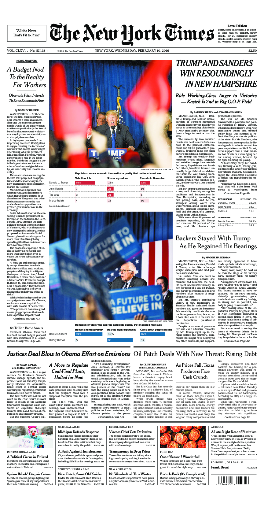 Prima-pagina-New-York-Times-del-2016-02-10