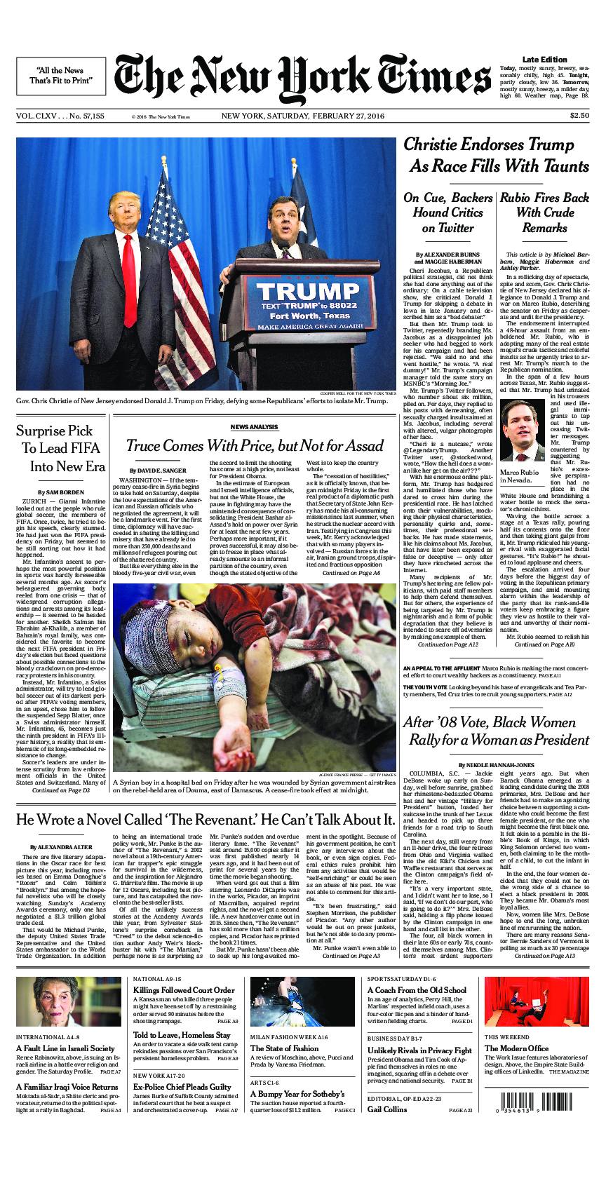 Prima-pagina-New-York-Times-del-2016-02-27