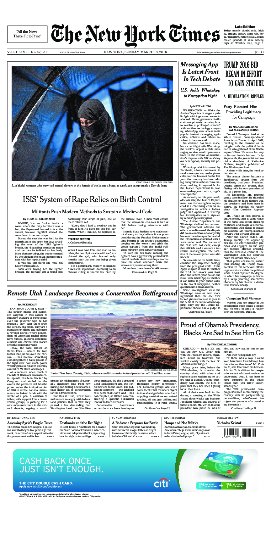 Prima-pagina-New-York-Times-del-2016-03-13