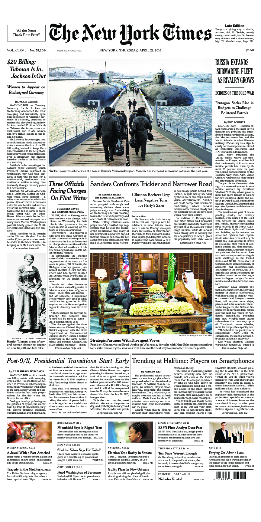 Prima-pagina-New-York-Times-del-2016-04-21