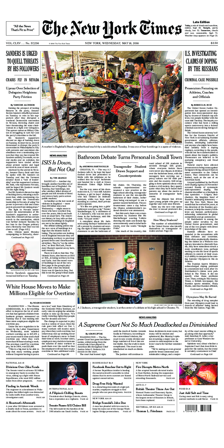 Prima-pagina-New-York-Times-del-2016-05-18