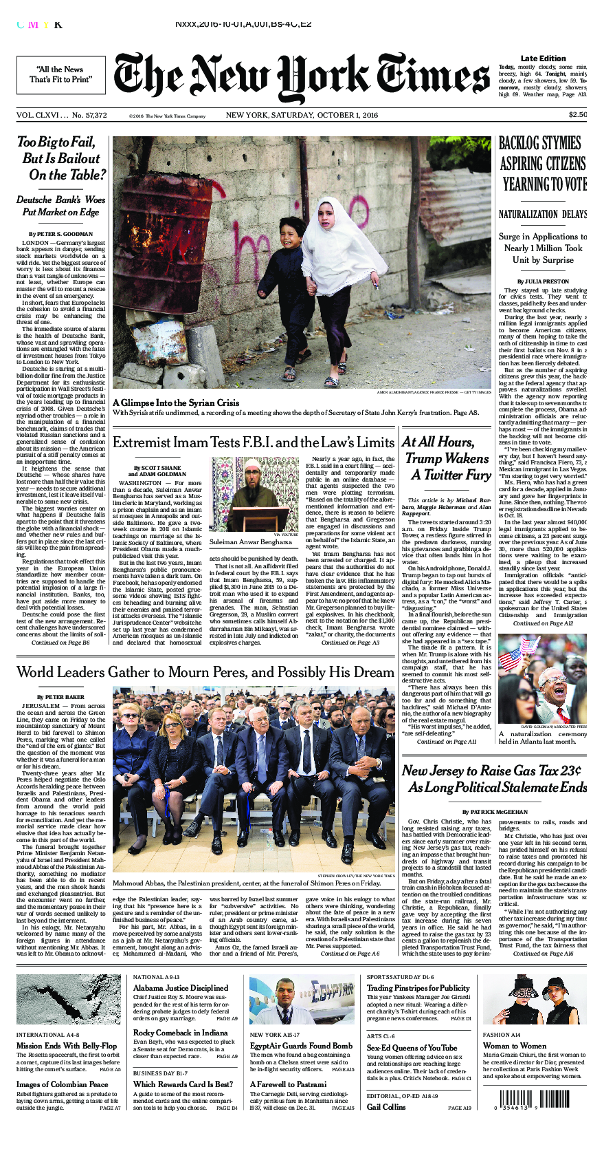 Prima-pagina-New-York-Times-del-2016-10-01