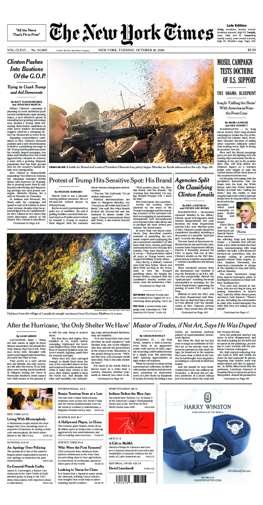 Prima-pagina-New-York-Times-del-2016-10-18