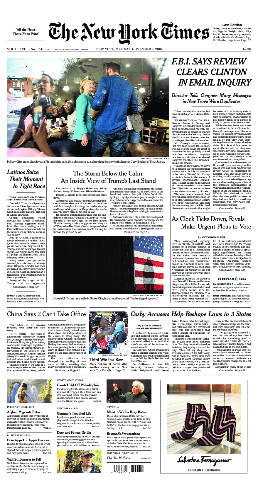 Prima-pagina-New-York-Times-del-2016-11-07