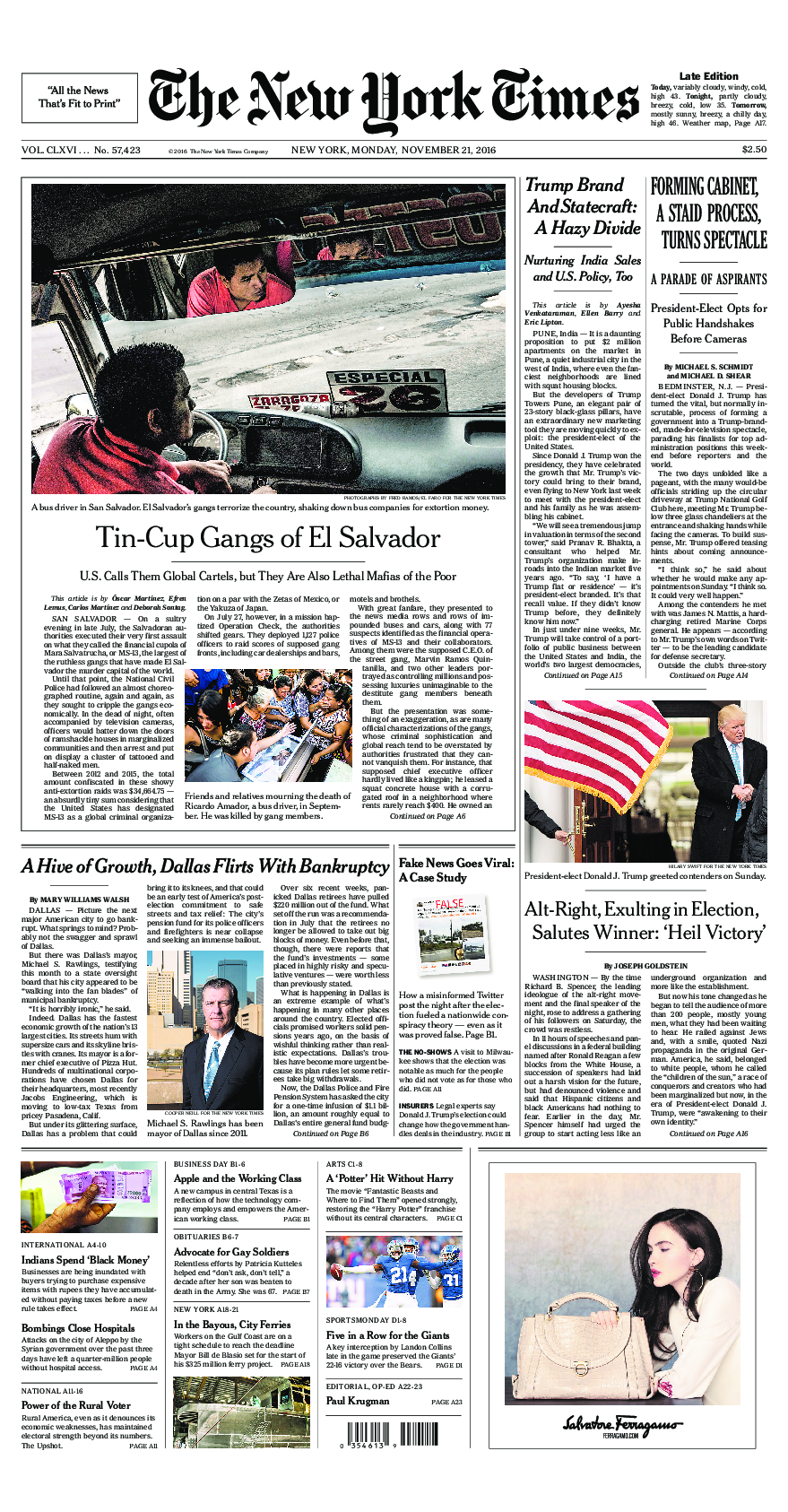 Prima-pagina-New-York-Times-del-2016-11-21