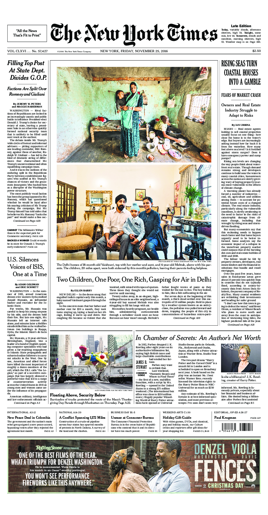 Prima-pagina-New-York-Times-del-2016-11-25