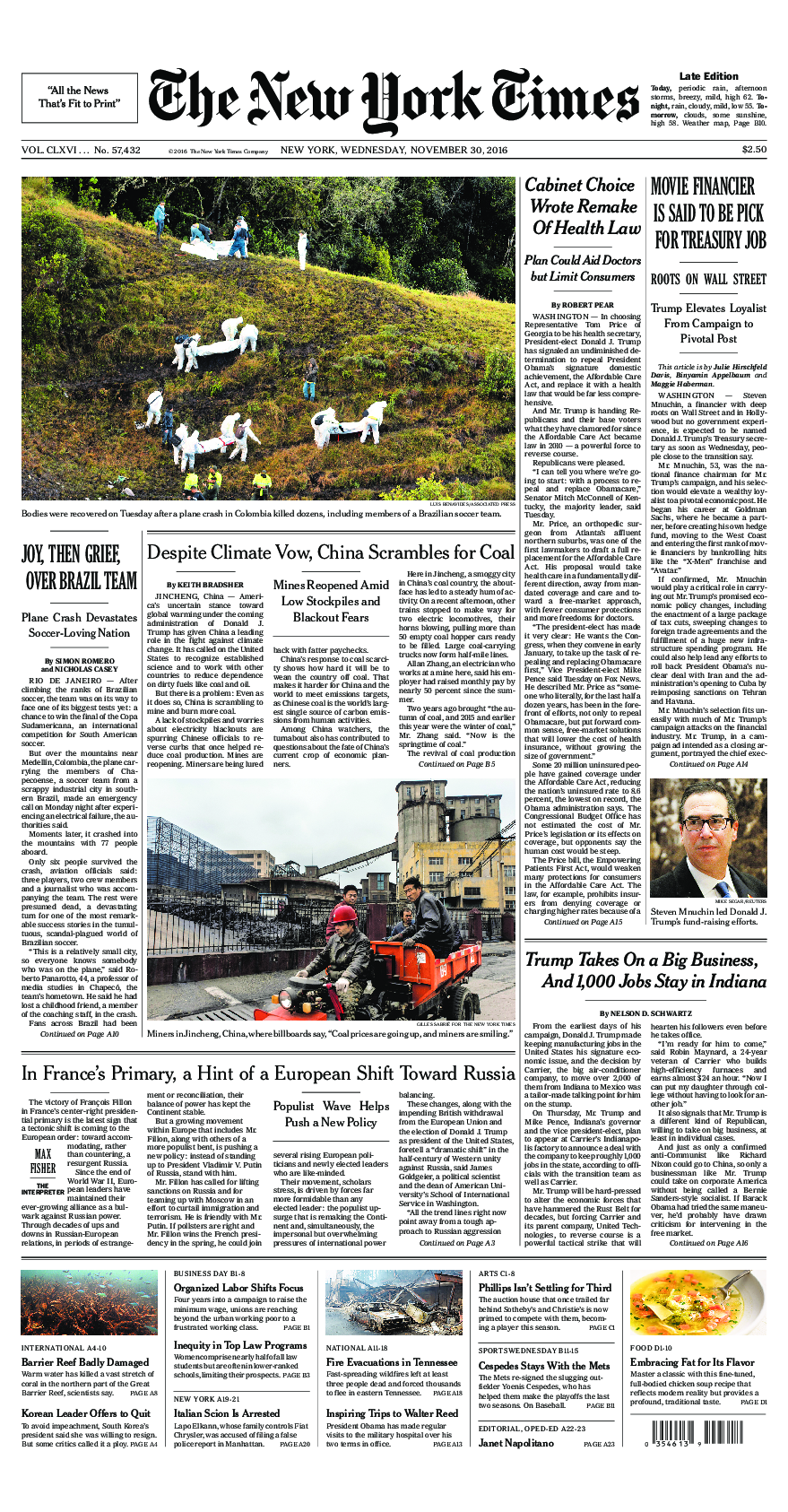 Prima-pagina-New-York-Times-del-2016-11-30