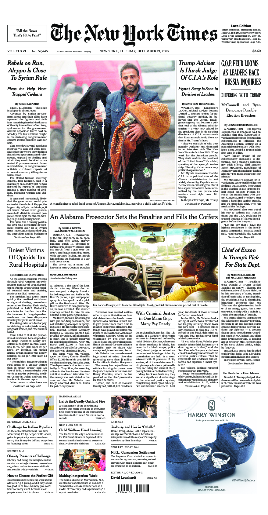 Prima-pagina-New-York-Times-del-2016-12-13