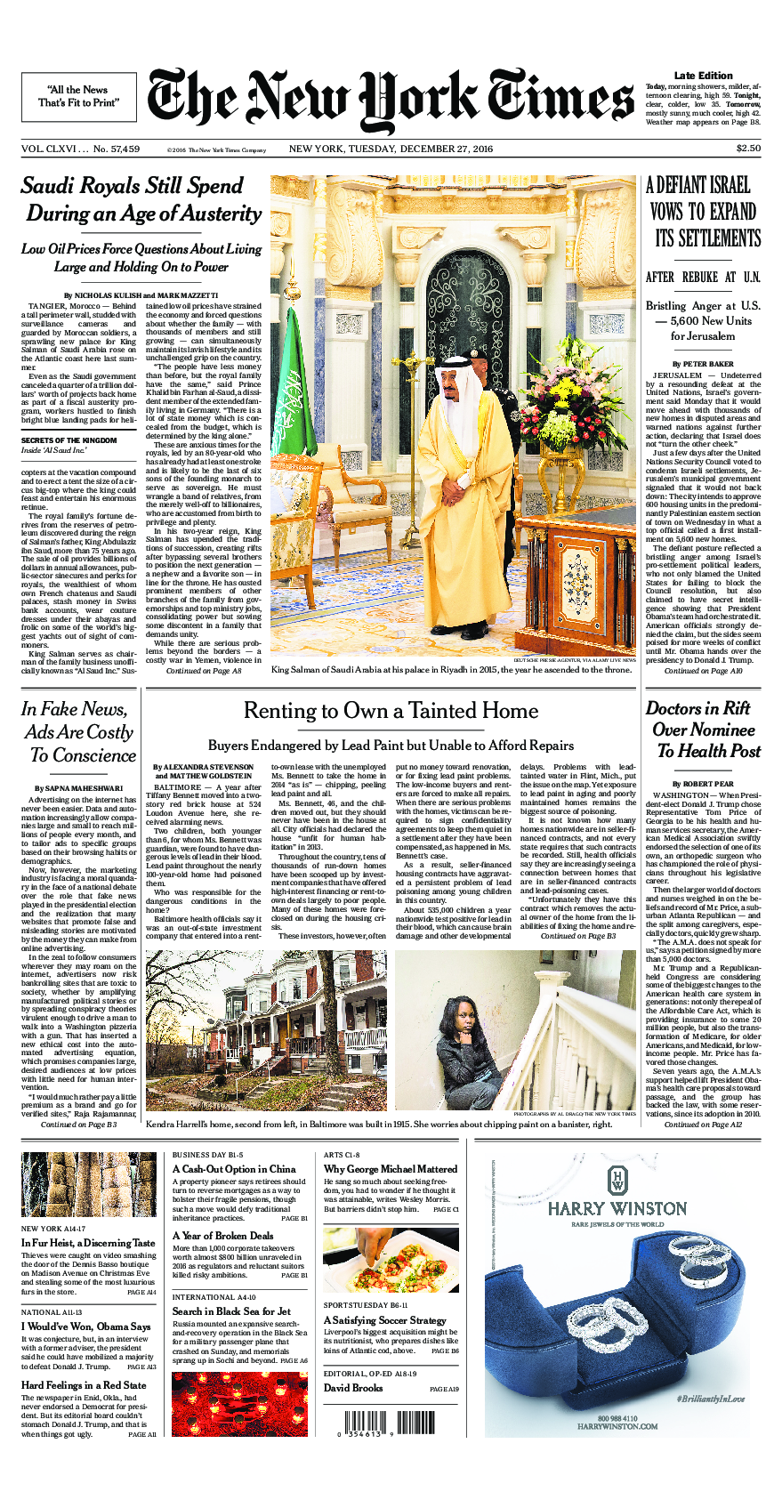 Prima-pagina-New-York-Times-del-2016-12-27