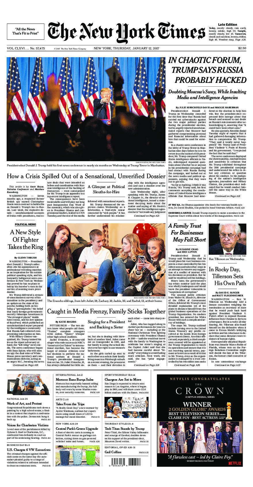 Prima-pagina-New-York-Times-del-2017-01-12