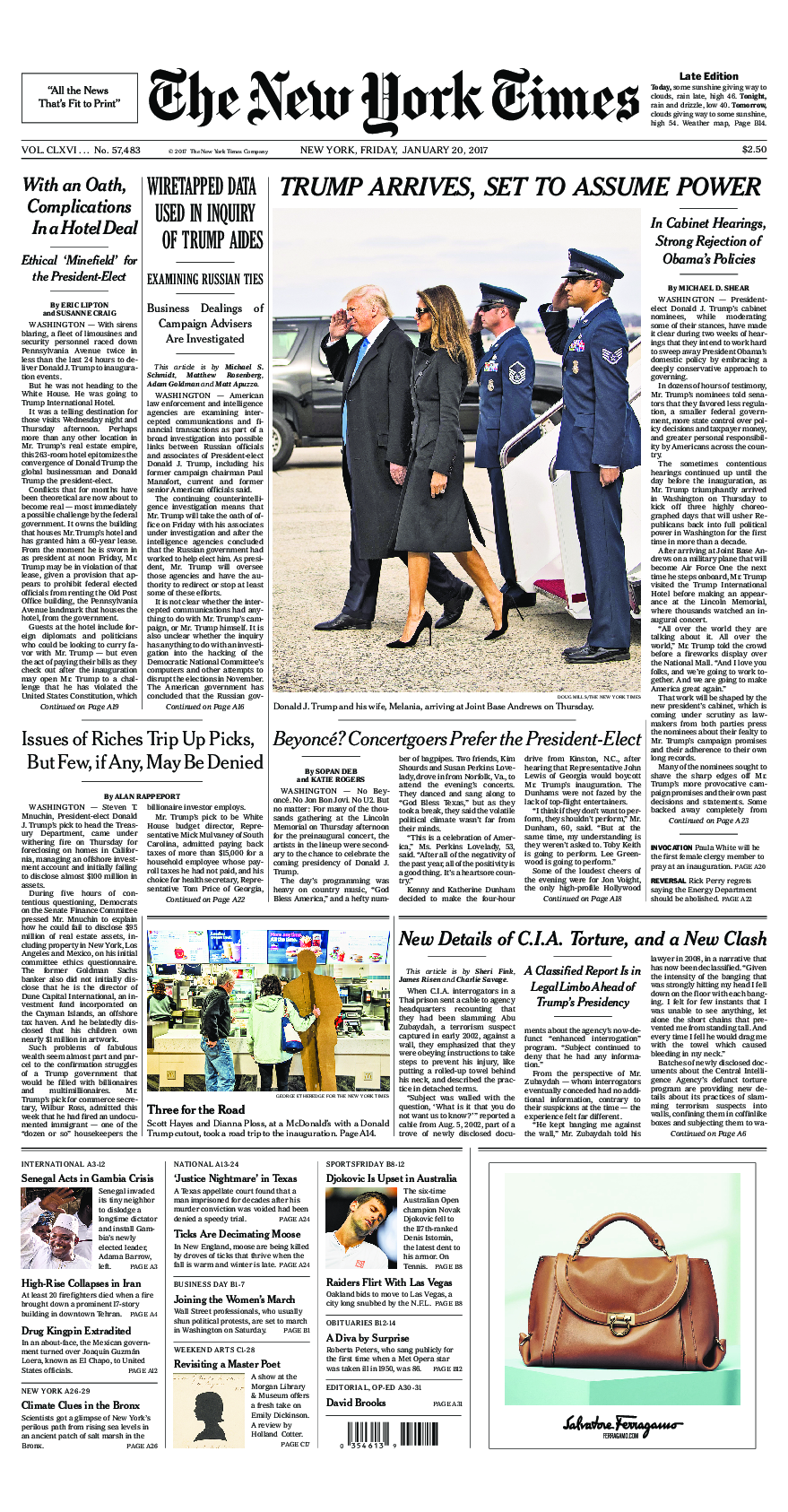 Prima-pagina-New-York-Times-del-2017-01-20