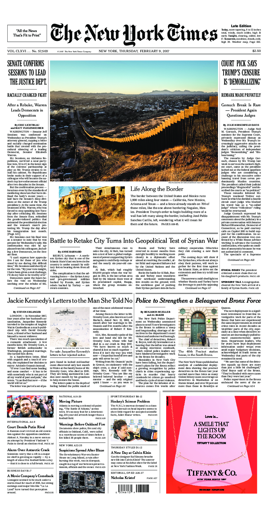 Prima-pagina-New-York-Times-del-2017-02-09