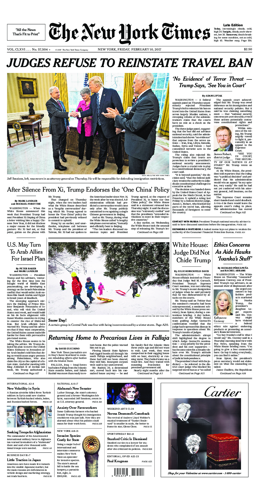 Prima-pagina-New-York-Times-del-2017-02-10