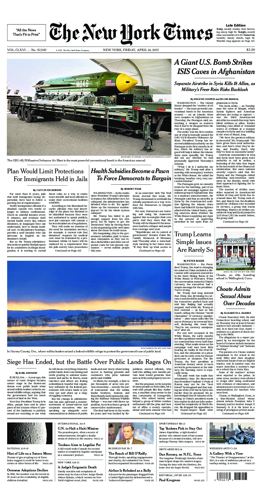 Prima-pagina-New-York-Times-del-2017-04-14