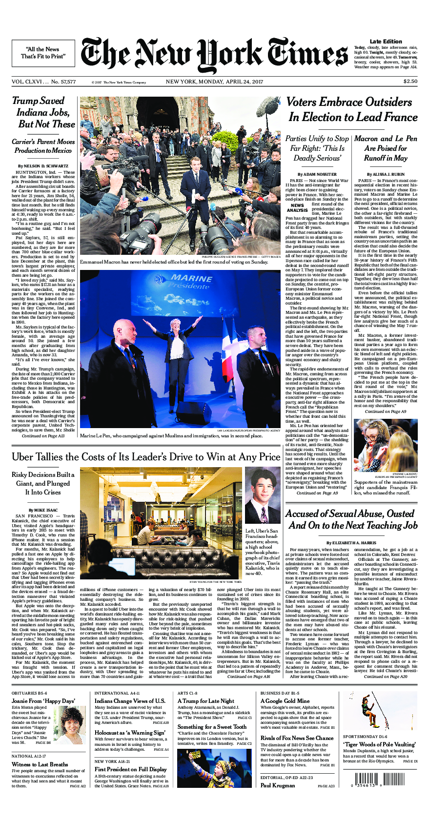 Prima-pagina-New-York-Times-del-2017-04-24