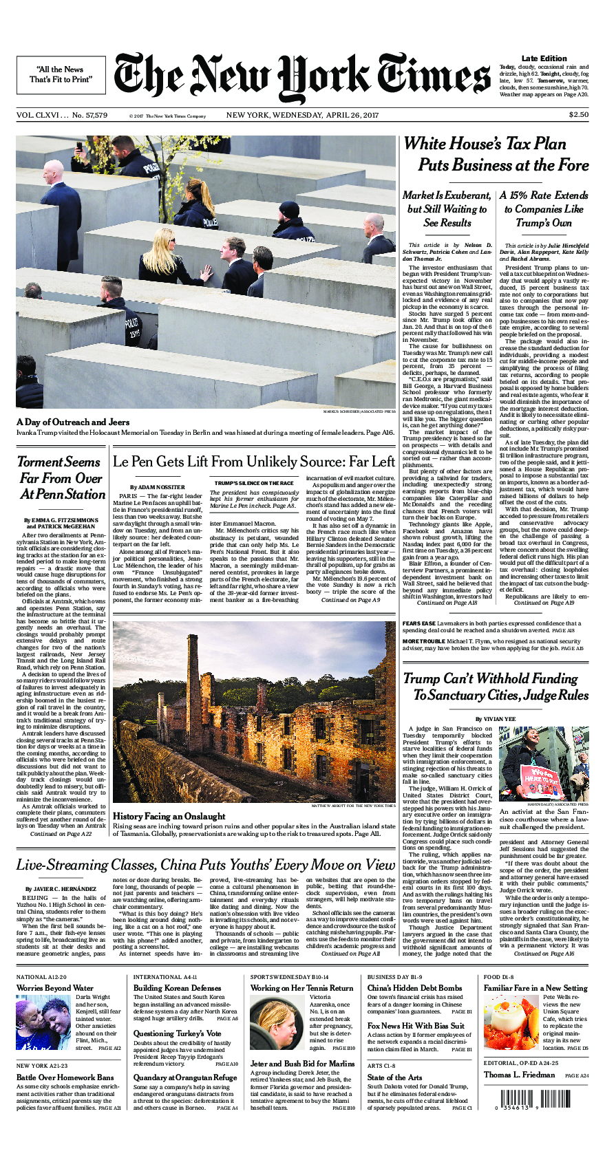 Prima-pagina-New-York-Times-del-2017-04-26