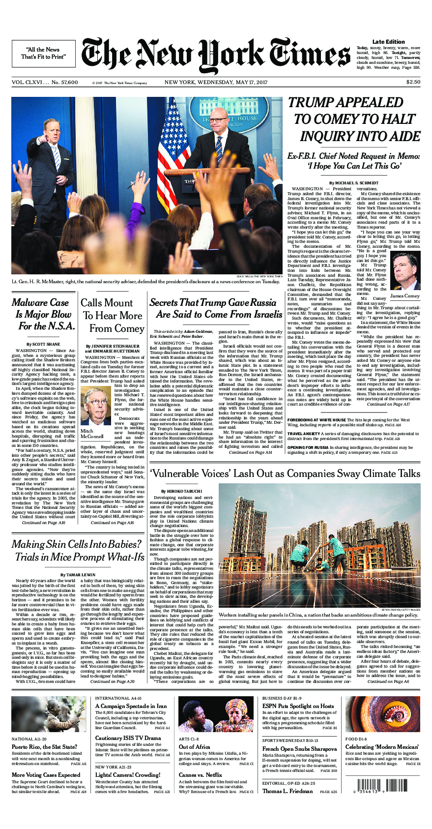 Prima-pagina-New-York-Times-del-2017-05-17