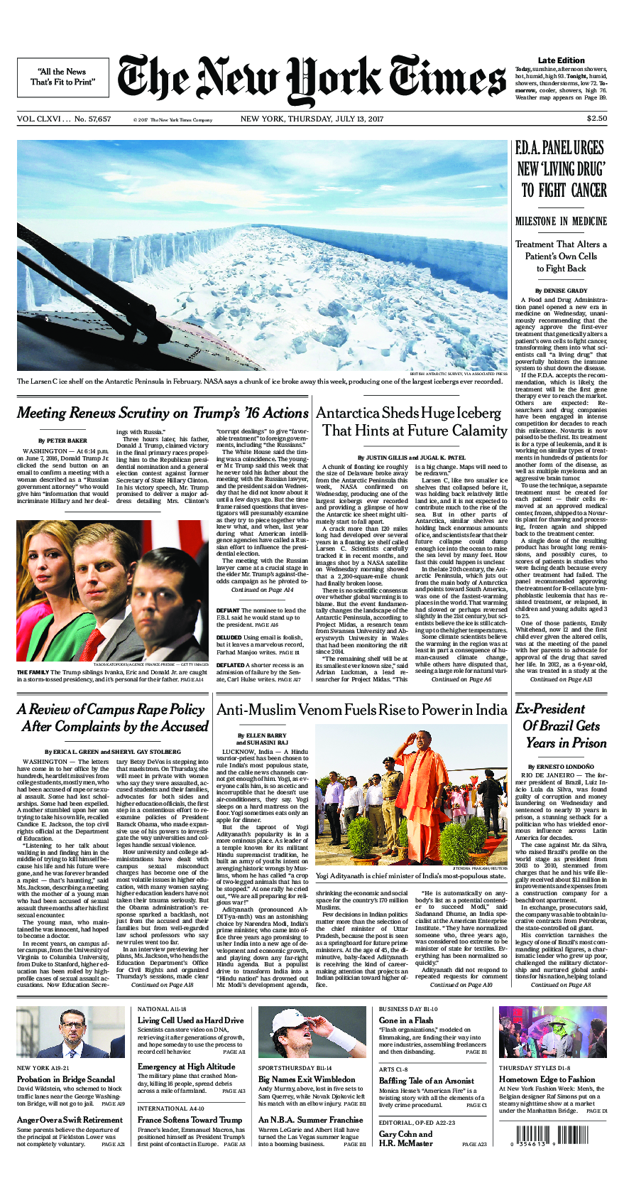 Prima-pagina-New-York-Times-del-2017-07-13