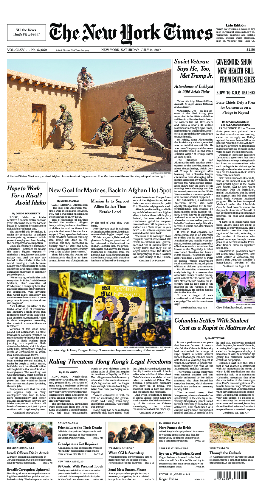 Prima-pagina-New-York-Times-del-2017-07-15