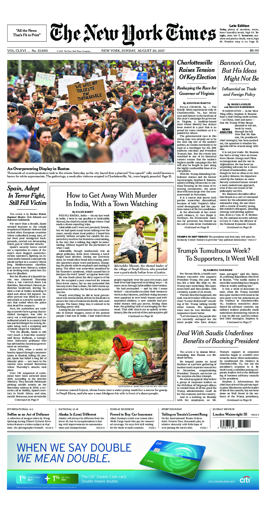 Prima-pagina-New-York-Times-del-2017-08-20