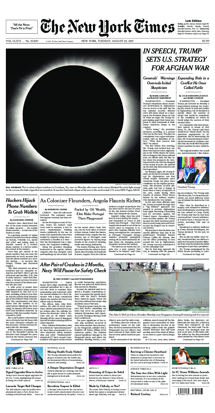 Prima-pagina-New-York-Times-del-2017-08-22