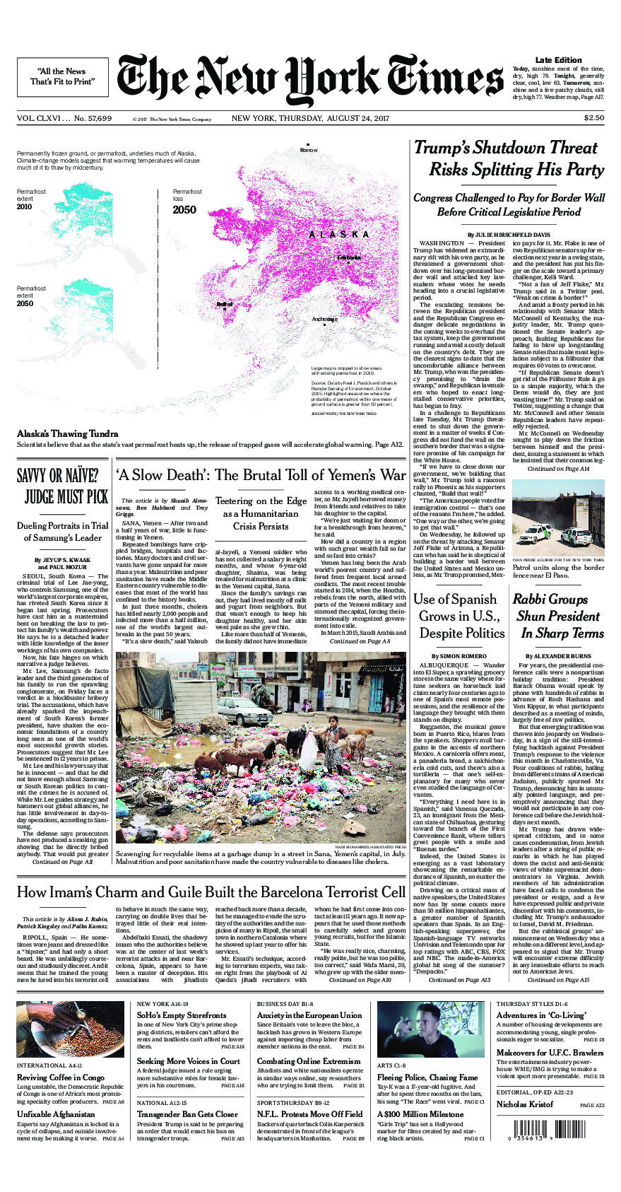 Prima-pagina-New-York-Times-del-2017-08-24