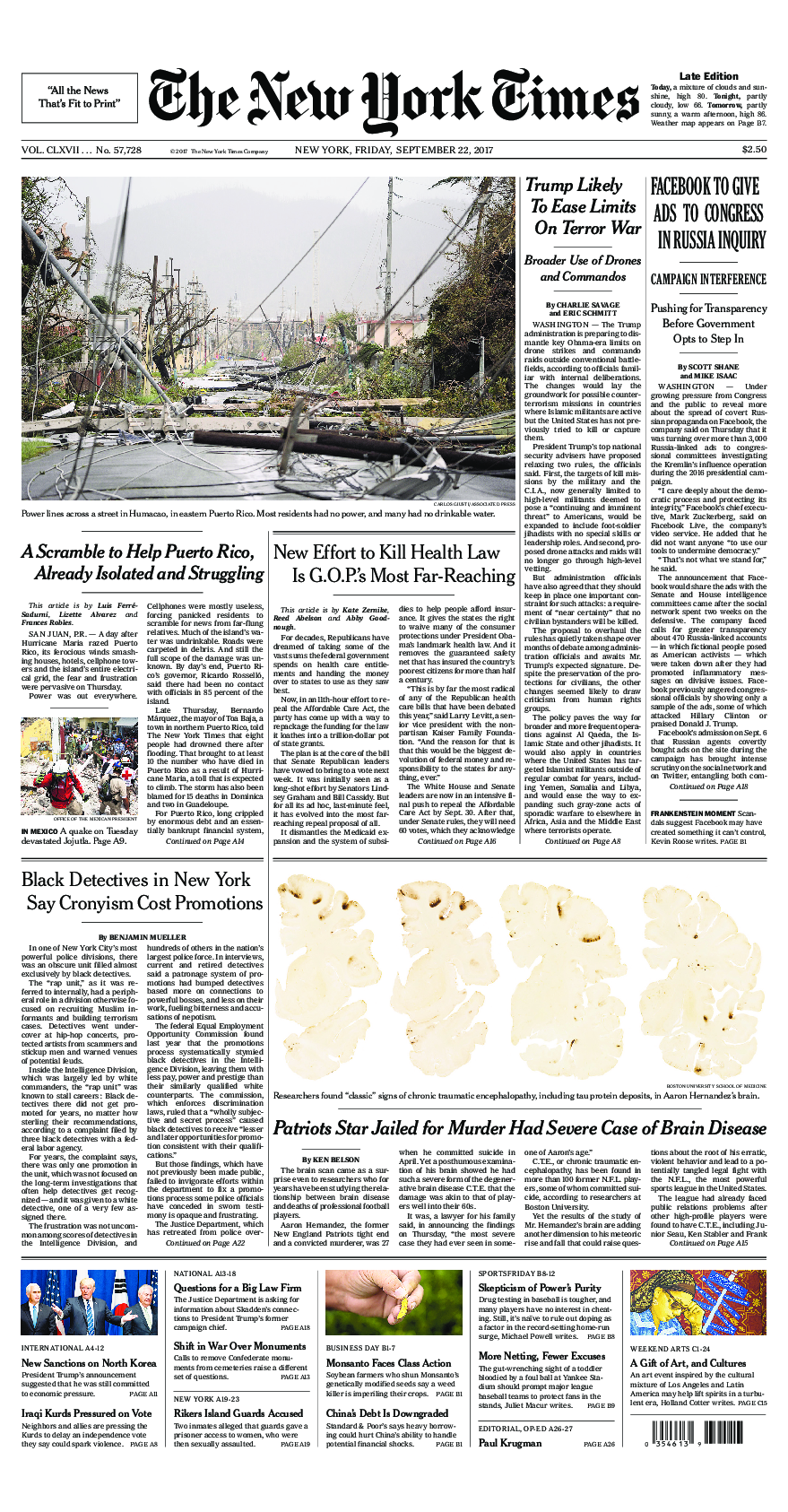 Prima-pagina-New-York-Times-del-2017-09-22