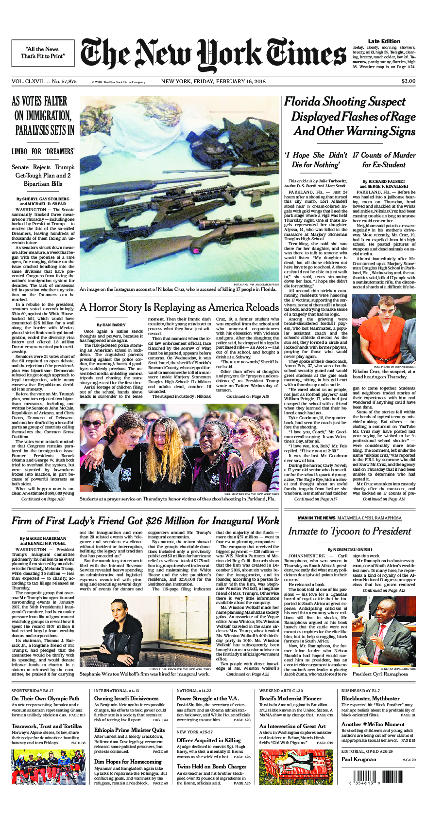 Prima-pagina-New-York-Times-del-2018-02-16