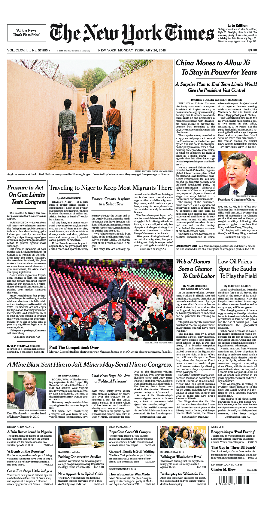 Prima-pagina-New-York-Times-del-2018-02-26