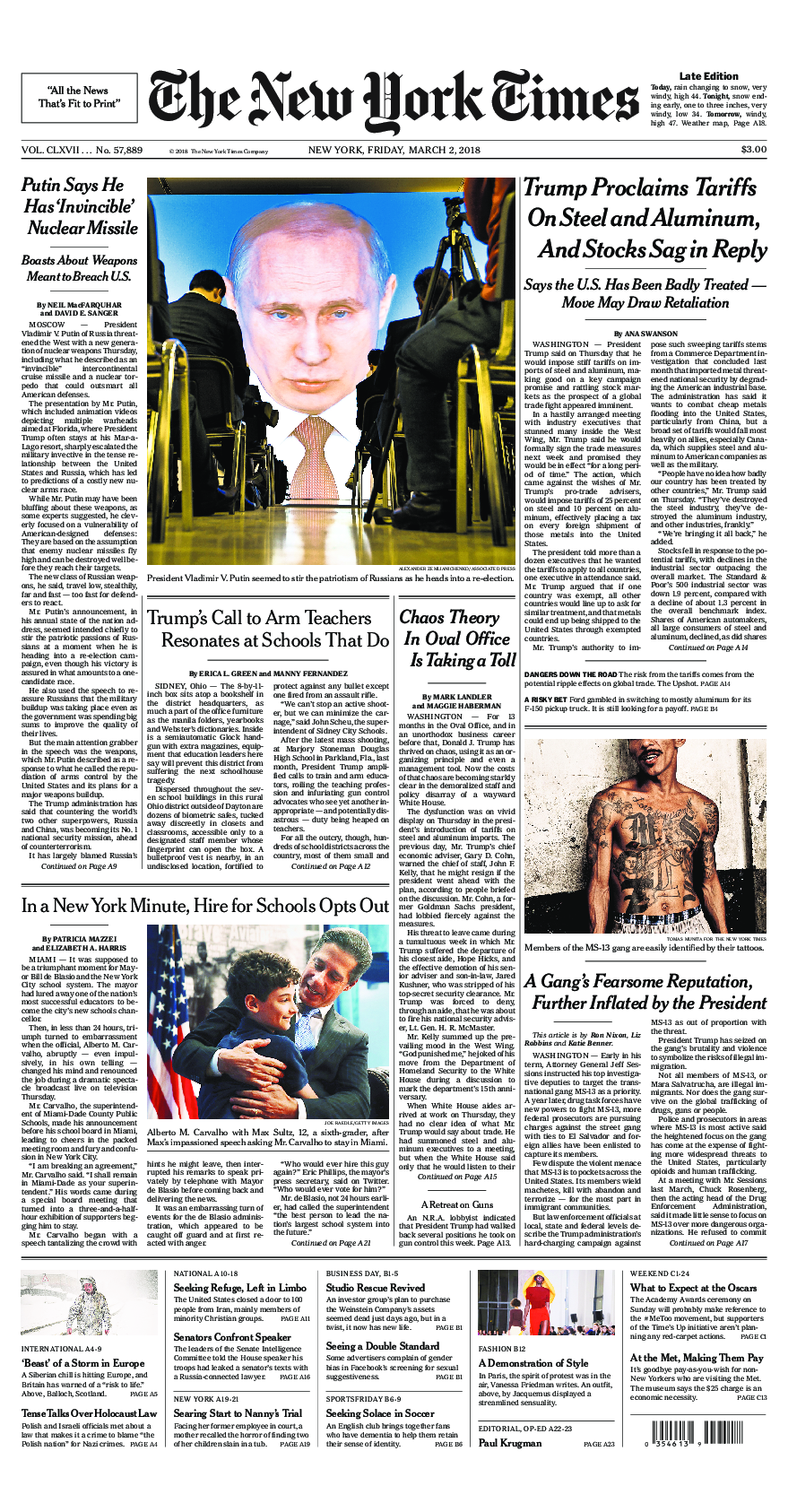 Prima-pagina-New-York-Times-del-2018-03-02