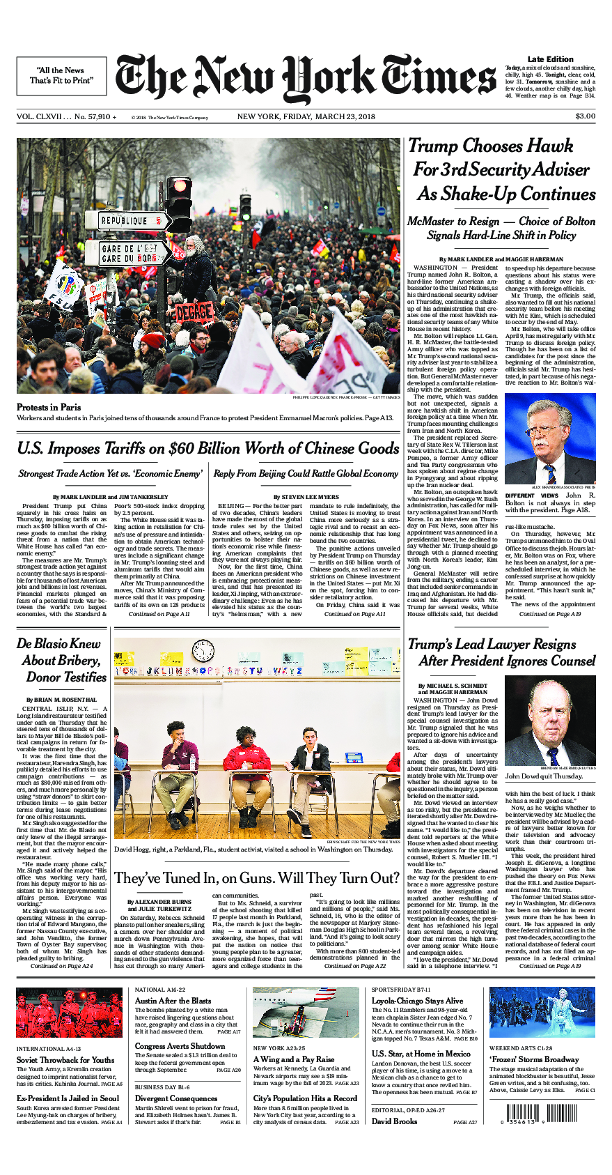 Prima-pagina-New-York-Times-del-2018-03-23