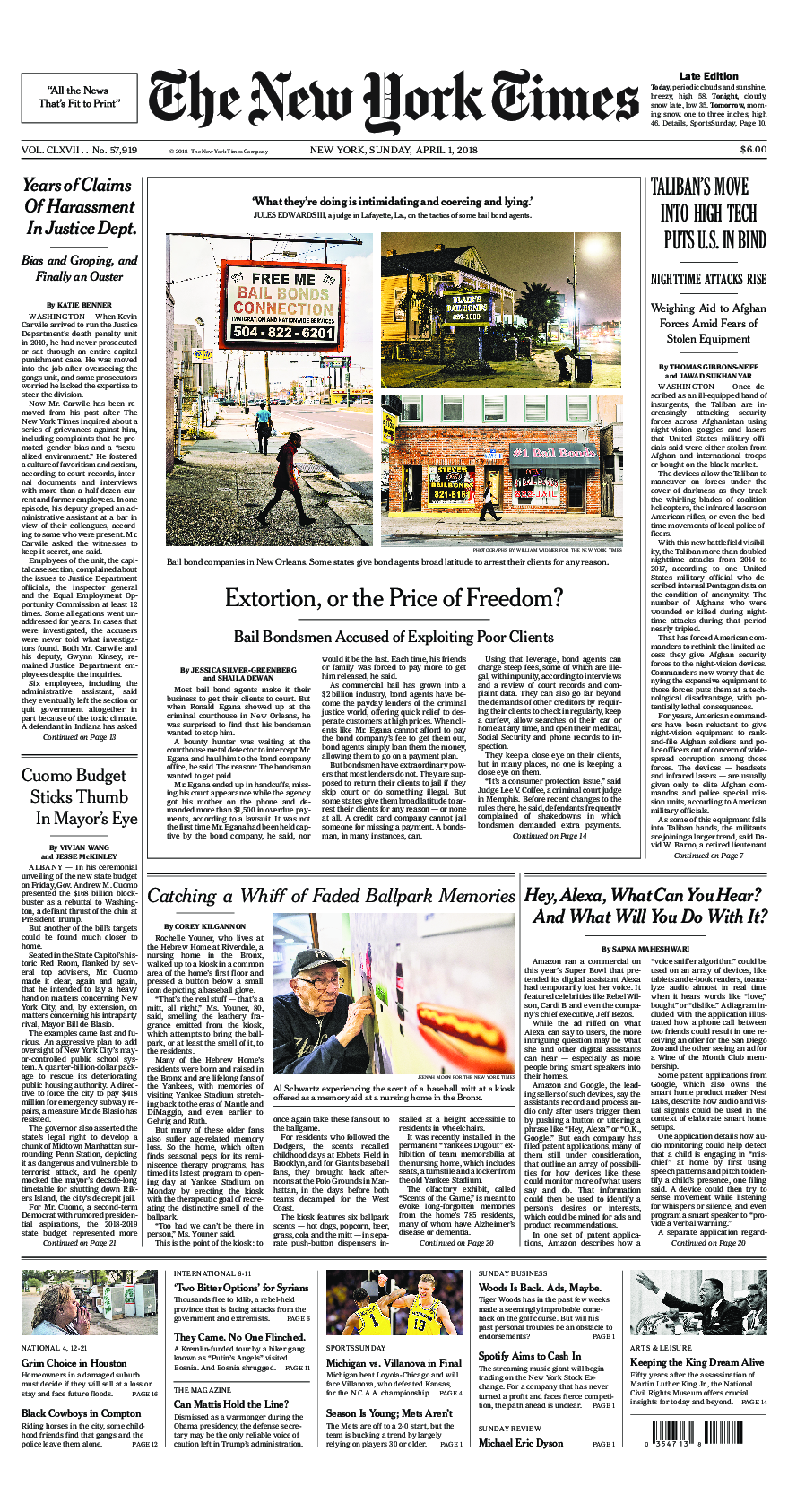 Prima-pagina-New-York-Times-del-2018-04-01