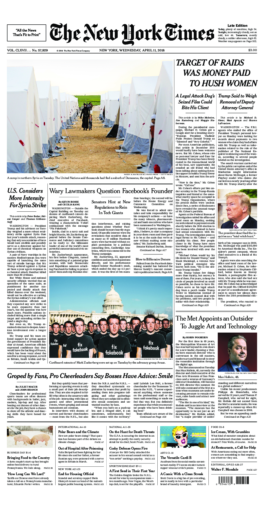 Prima-pagina-New-York-Times-del-2018-04-11