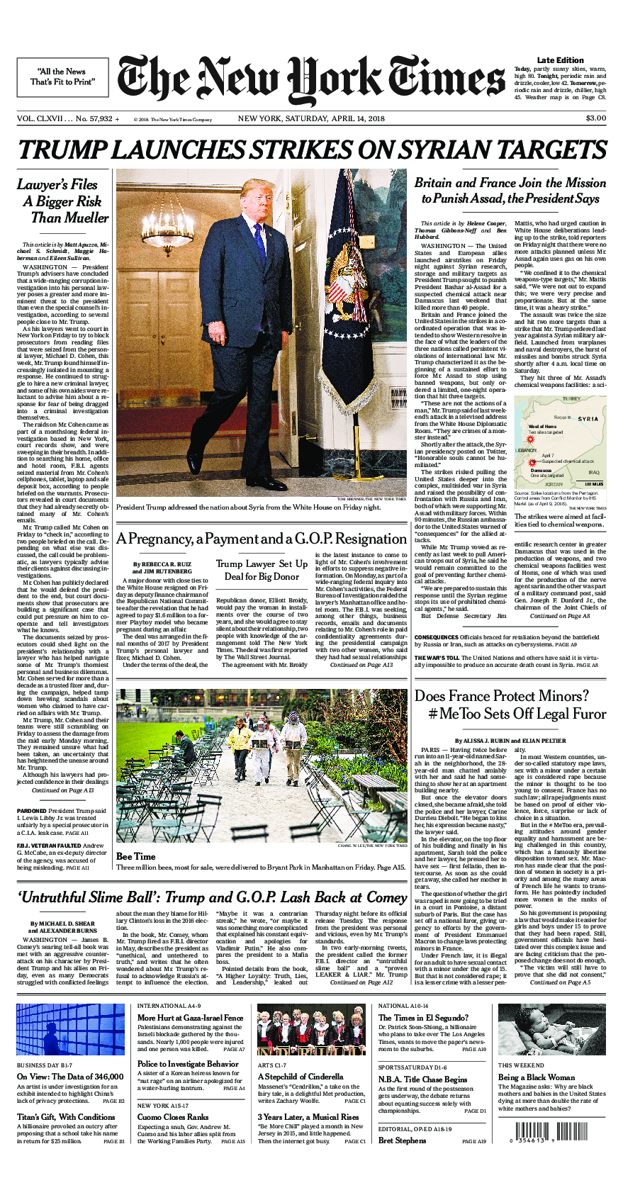 Prima-pagina-New-York-Times-del-2018-04-14